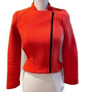 Milly Orange Wool-blend Moto Jacket | Size 0
